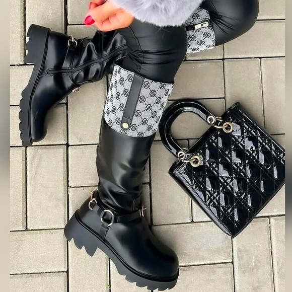 Shoes - Yes Mile Faux Fur Lined Knee High Boots. Size 6